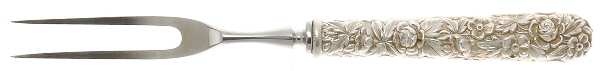 Repousse (Sterling, 1924, S.Kirk & Son, Inc.) Small Full Repousse Steak Carving Fork,Stnls Blade