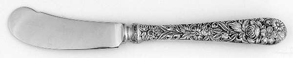 Repousse (Sterling, 1924, S.Kirk & Son, Inc.) Butter Spreader Hollow Hdl-Paddle/Stainless Blade