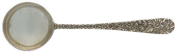 Repousse (Sterling, 1924, S.Kirk & Son, Inc.) Round Bowl Soup Spoon (Bouillon)
