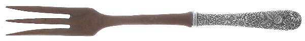 Repousse (Sterling, 1924, S.Kirk & Son, Inc.) Salad Serving Fork with Wooden Prongs