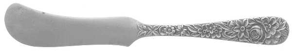 Repousse (Sterling, 1924, S.Kirk & Son, Inc.) Flat Butter Spreader-Front and Back Design