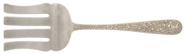 Repousse (Sterling, 1924, S.Kirk & Son, Inc.) Large Solid Asparagus Serving Fork