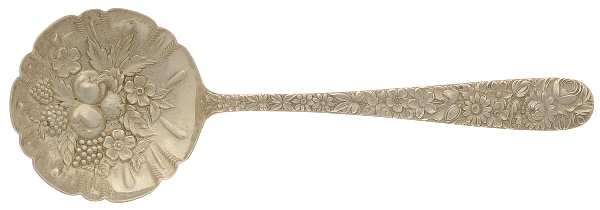 Repousse (Sterling, 1924, S.Kirk & Son, Inc.) Solid Shell Berry/Casserole Spoon