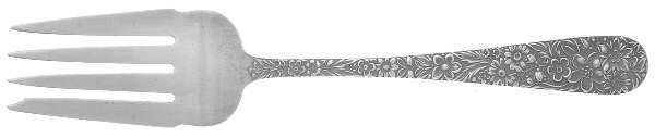 Repousse (Sterling, 1924, S.Kirk & Son, Inc.) Medium Solid Cold Meat Serving Fork
