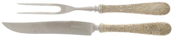 Repousse (Sterling, 1924, S.Kirk & Son, Inc.) Small Stainless Blade 2-Piece Steak Carving Set
