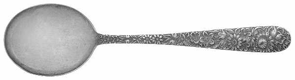 Repousse (Sterling, 1924, S.Kirk & Son, Inc.) Round Bowl Soup Spoon (Gumbo)
