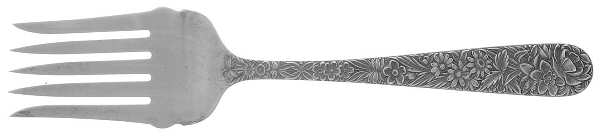 Repousse (Sterling, 1924, S.Kirk & Son, Inc.) Solid Salad Serving Fork