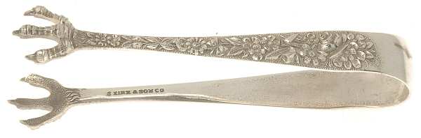 Repousse (Sterling, 1924, S.Kirk & Son, Inc.) Small Sugar Tongs