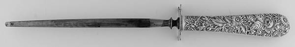 Repousse (Sterling, 1924, S.Kirk & Son, Inc.) Large Knife Sharpener-Steel Rod w/Sterling Guard