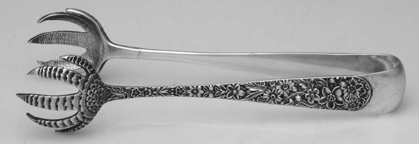 Repousse (Sterling, 1924, S.Kirk & Son, Inc.) Large Ice Serving Tongs with Claw Tips