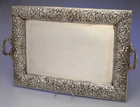 KIJ1 (Sterling, Hollowware) Silverplate Waiter Tray by Kidney & Johnson