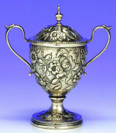 Repousse-.75 Chased (925-1000 Backstamp) Sugar Bowl & Lid