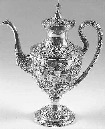 Repousse-Full Chsd-Landsc(925-1000) Coffee Pot