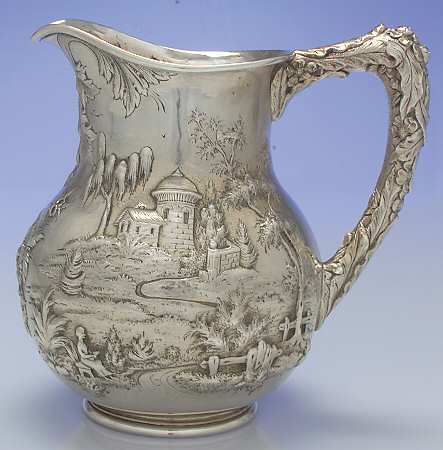 Repousse-Full Chsd-Landsc(925-1000) Sterling Water Pitcher