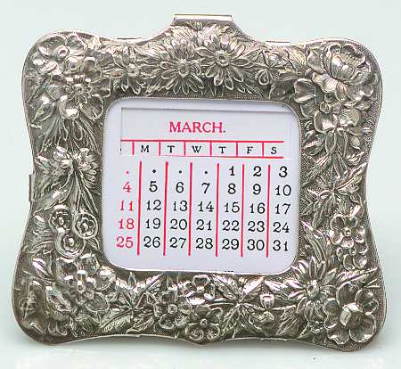 Repousse-Full Chased-Hand Chased Desk Calendar with Insert