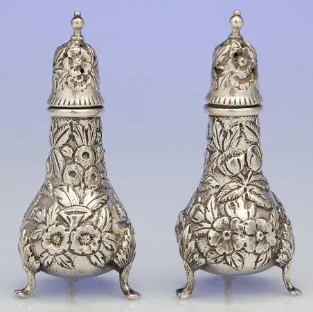 Repousse-Full Chased-Hand Chased Salt & Pepper Set