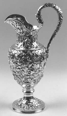 Repousse-Full Chased-Hand Chased Footed Ewer/Pitcher