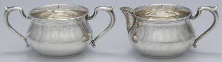 71 (Sterling, Hollowware) Mini Sterling Creamer and Open Sugar