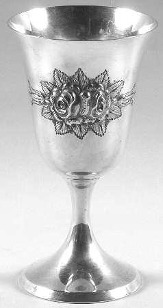 Stieff Rose (Sterling, 1892, Hollowware) Sterling Chased Water Goblet