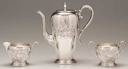 Stieff Rose-Partial Chased (Strl, 1892, Hlwr) 3 Piece Demi Set