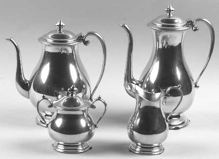 602 (Pewter, Hollowware) 4 Piece Tea Set (CP, TP, CR, SU)