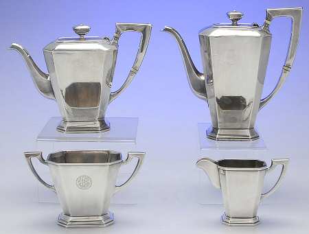 KUY3 (Sterling, Hollowware) 4 Piece Tea Set (SCP, STP, SCR, SSU)