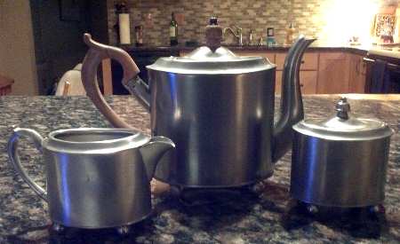 Historic Newport (Pewter, Hollowware) 3 Piece Tea Set (PTP, PCR, PSU)