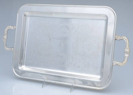 Silverplate Hollowware 13" Handled Rectangular Tray