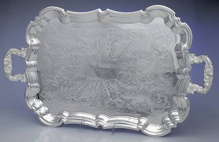 Silverplate Hollowware 19" Footed Waiter Tray by Leonard Silver Mfg Co