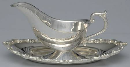 Silverplate Hollowware Plated Gravy Boat with Attached Underplate