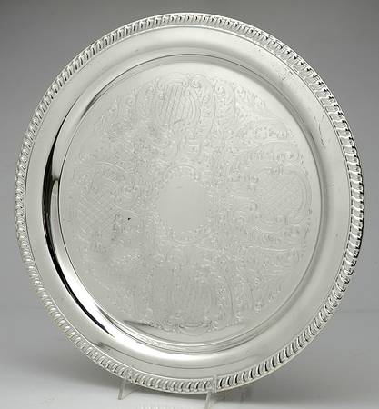 Silverplate Hollowware 15" Round Tray by Leonard Silver Mfg Co