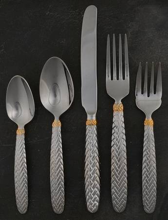 Golden Equestrian Braid (Stainless, Gold Accent) 5 Piece Place Setting