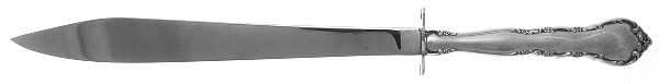 Mignonette (Sterling, 1960, No Monograms) Large Carving/Roast Knife StnlBl w/Sterling Guard by Lunt Silver