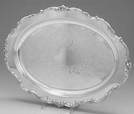 Modern Victorian (Silverplate, Hollowware) Medium Plated Meat Platter No Well by Lunt Silver