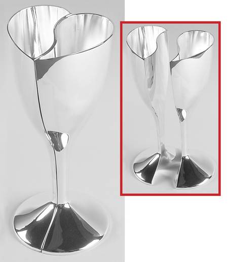 Wedding Promises (Silverplate, Hollowware) (2 Pc) Interlocking Heart Shape Goblet