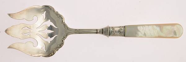 Pearl Handle Flatware 13 (Sterling) Fork-Salad Serving/Pearl Handle,Silverplated Prong