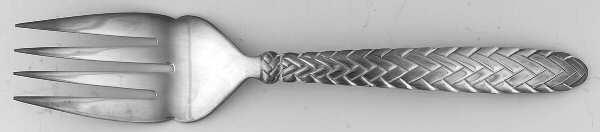 Equestrian Braid (Silverplate, 1991) Large Solid Cold Meat Serving Fork
