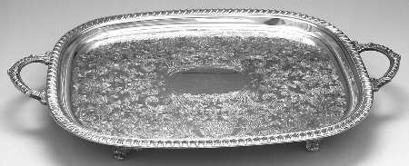 LEO15 (Silverplate, Hollowware) Large Footed Waiter Tray by Leonard Silver Mfg Co