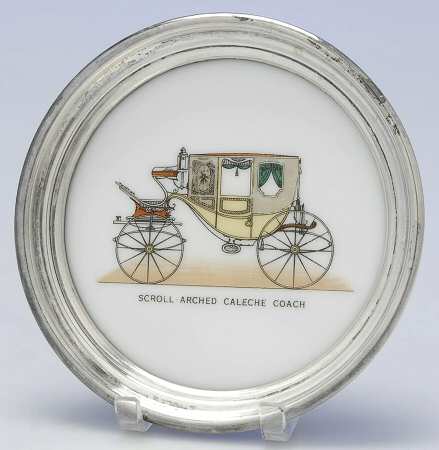 558 (Sterling, Hollowware) Decorated Milk Glass Coaster with Sterling Rim by lenox