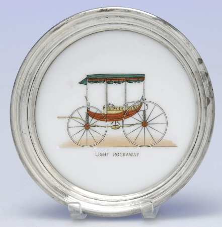 558 (Sterling, Hollowware) Decorated Milk Glass Coaster with Sterling Rim by lenox