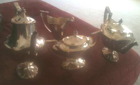 1417 (Silverplate, Hollowware) (4 Piece) Silverplate Tea Set by Lawrence B Smith 