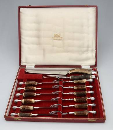 L2C4 (Silverplate, Horn) (14 Piece) Carving Steak Set & Case