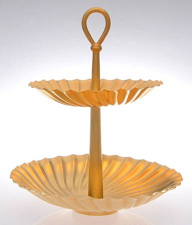 Carrousel (Gold Electroplate, Hollowware) 2 Tier Serving Tray