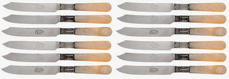 Pearl Handle 3 (Sterling) (Set of 12) Pearl Handle Individual Fruit Knives by Lamson & Goodnow