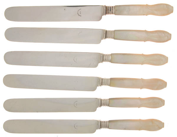 Pearl Handle 4 (Silverplate) (Set of 6) Dessert Knife with Silverplate Blade by Lamson & Goodnow