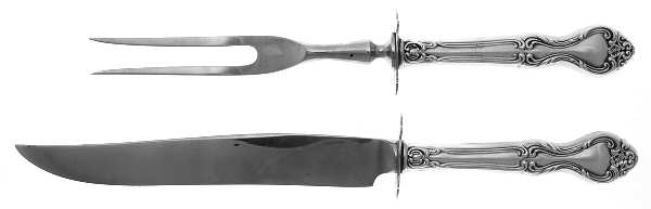 Amaryllis (Sterling, 1951), USA 2 Piece Small Carving Set W/ Sterling Guard