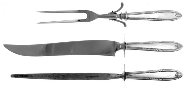 Leonore (Sterling, 1939) 3 Piece Small Carving Set W/Sterling Guard