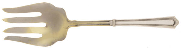 Mary Warren (Sterling, 1910-1932) Medium Cold Meat Serving Fork, Plated Tines