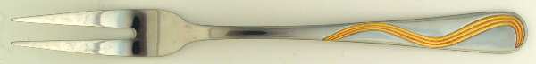 M4S5 (Stainless, Gold Accent) Small 2-Tine Cold Meat Serving Fork by Maas Silver