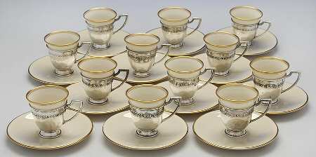 2 (Sterling, Hollowware) Demi Cup with Lenox Liner & Lenox Saucer - Set of 12